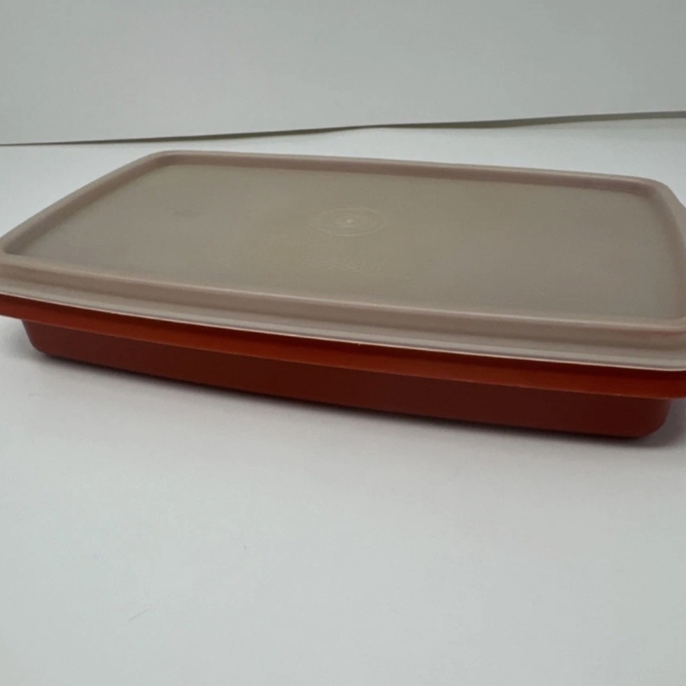 Tupperware Rectangular Orange Container With Lid